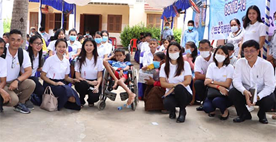 Providing health education on appropriate hand hygiene, and mask wearing to orphans in Takeo